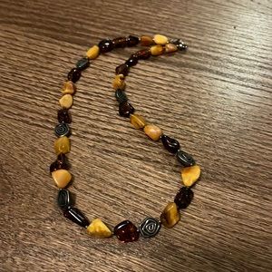 Amber Stone and Sterling Necklace